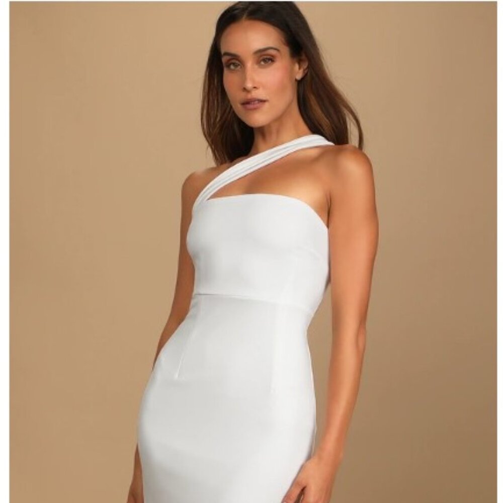 LULUS Hold Your Attention Ivory One-Shoulder Sleeveless Midi Dress